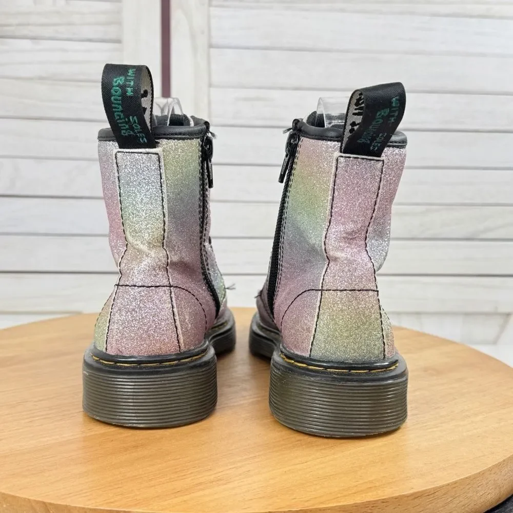 Dr. Martens 1460 Ombre Pastel Glitter Sparkle‎ Combat Boots Rainbow 2 Kids